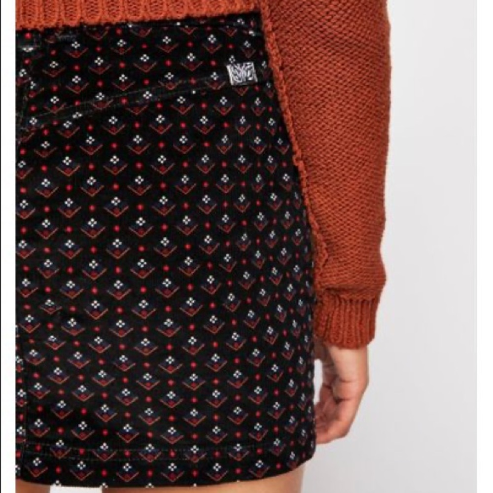 NWT Free People Black Printed Joanie Cord Skirt - Picture 4 of 8